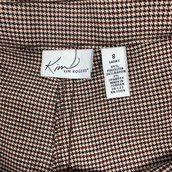 Kim Rogers 8P Pants Petite Straight Brown Black Ho - Picture 6 of 7